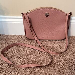 Anne Klein Dusty Rose Pebbled Leather Crossbody Bag